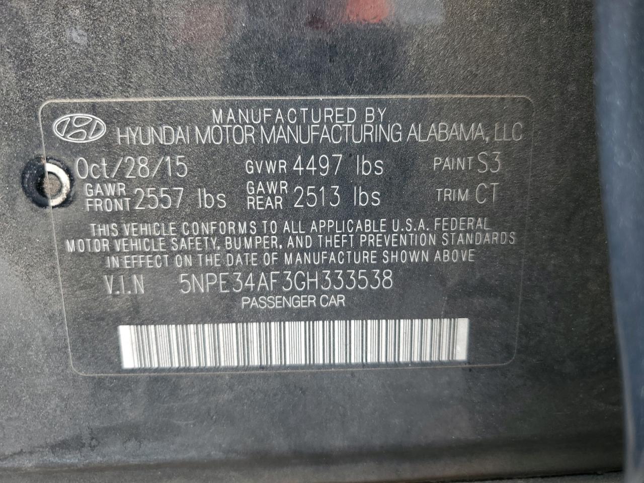 2016 HYUNDAI SONATA
