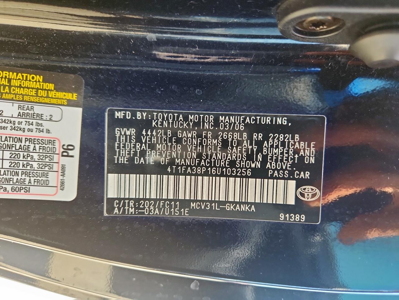 2006 TOYOTA CAMRY