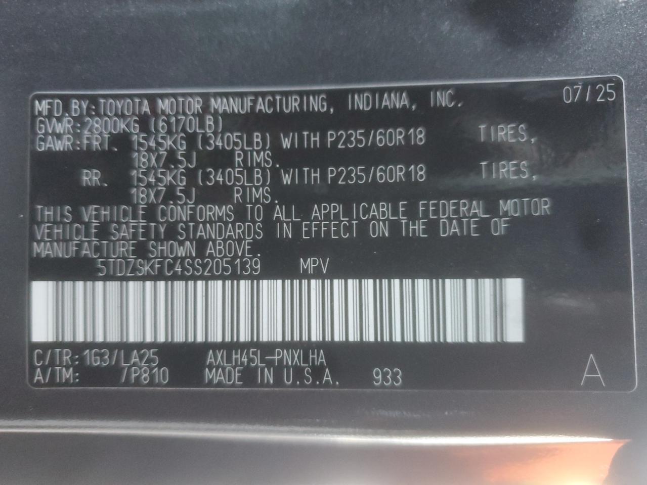 2025 TOYOTA SIENNA