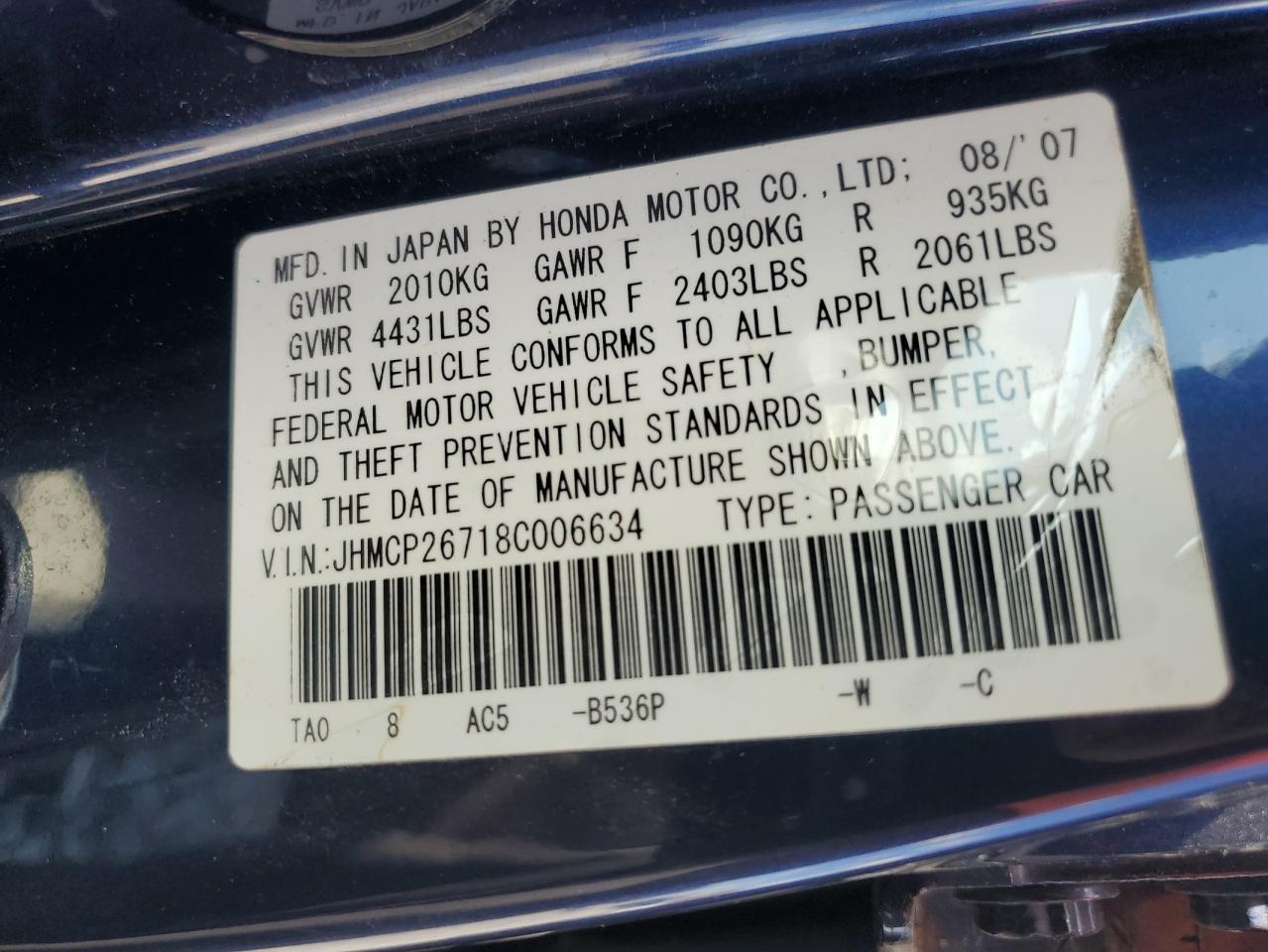 2008 HONDA ACCORD
