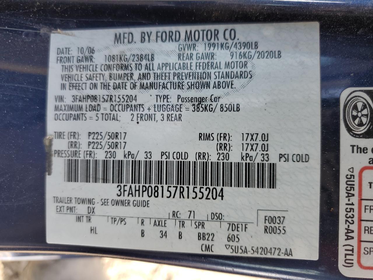 2007 FORD FUSION