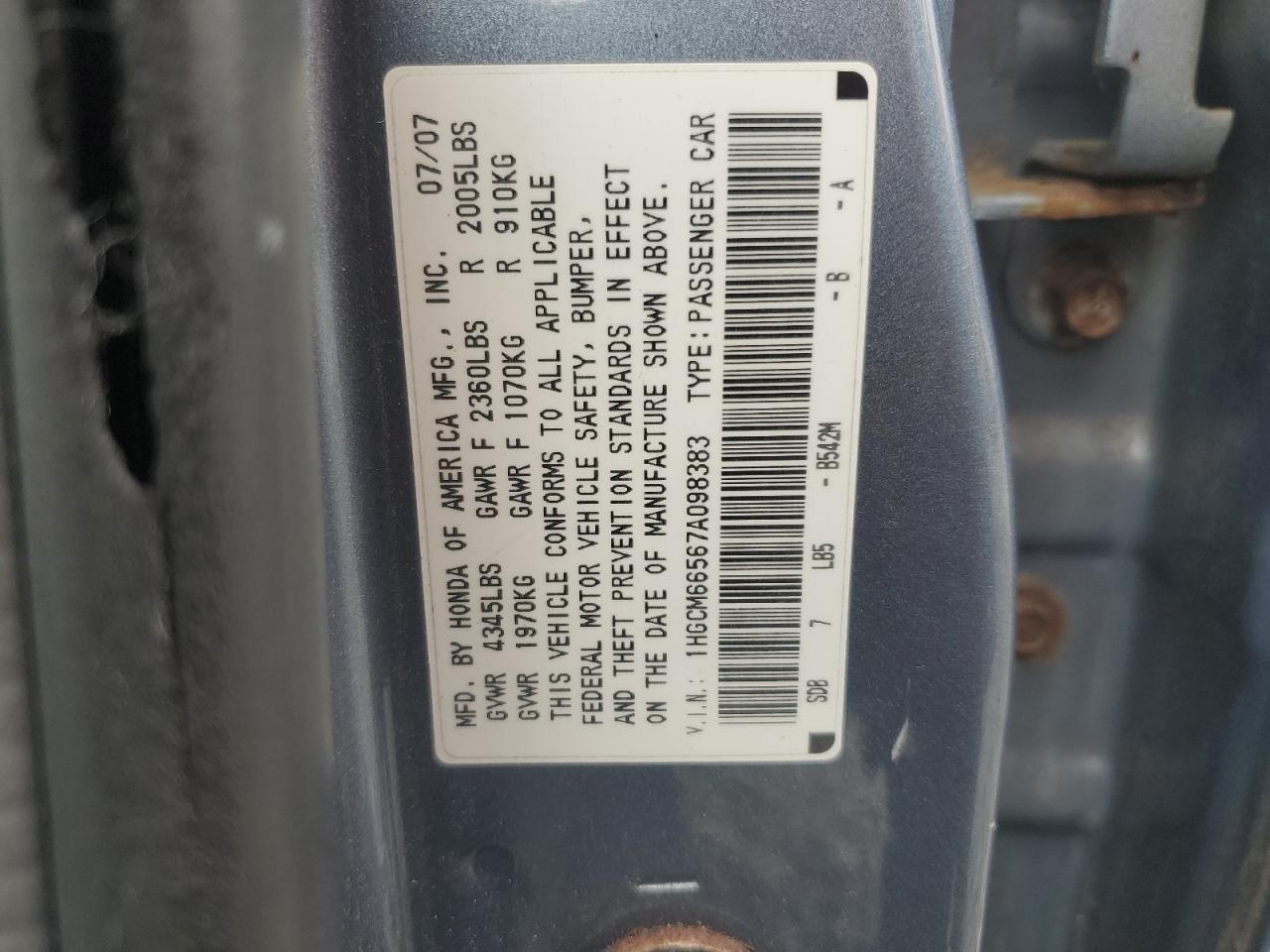 2007 HONDA ACCORD