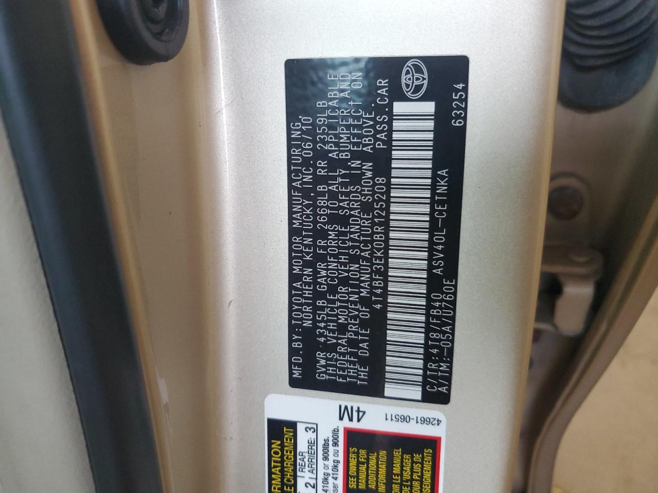 2011 TOYOTA CAMRY