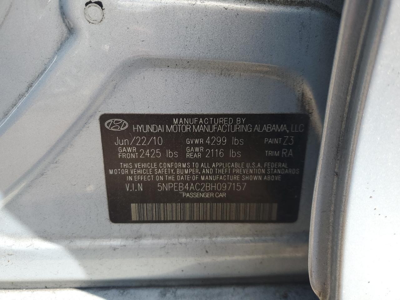 2011 HYUNDAI SONATA