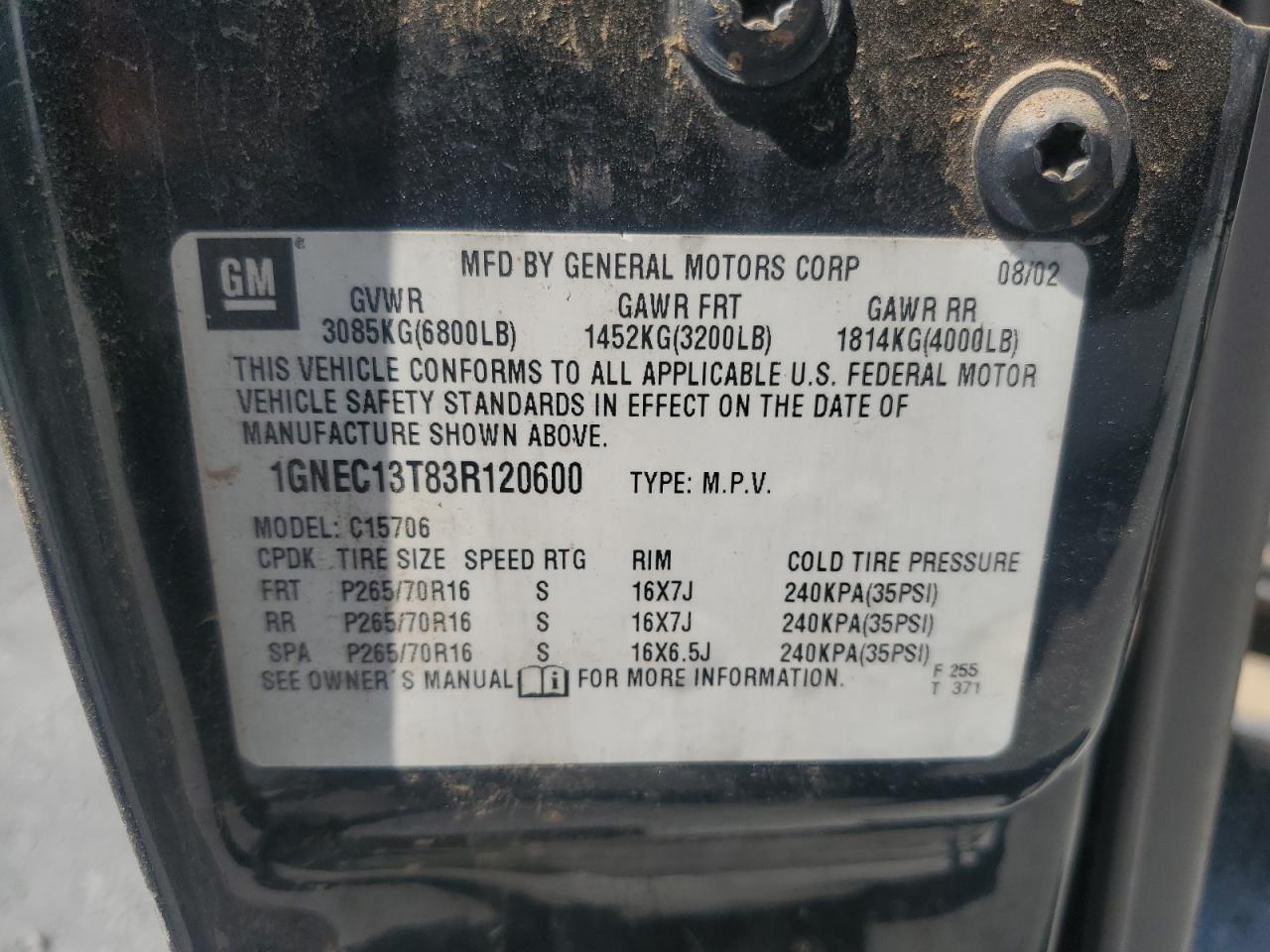 2003 CHEVROLET Tahoe