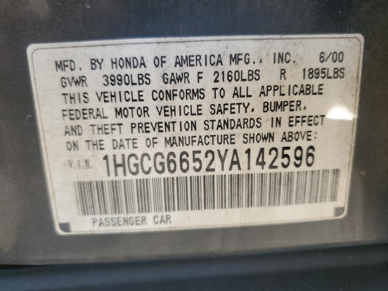 2000 HONDA ACCORD