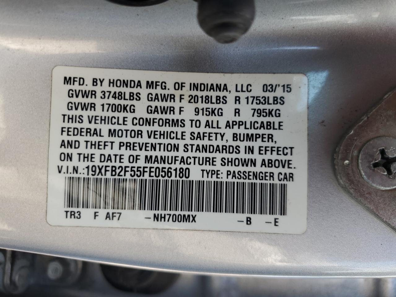 2015 HONDA CIVIC