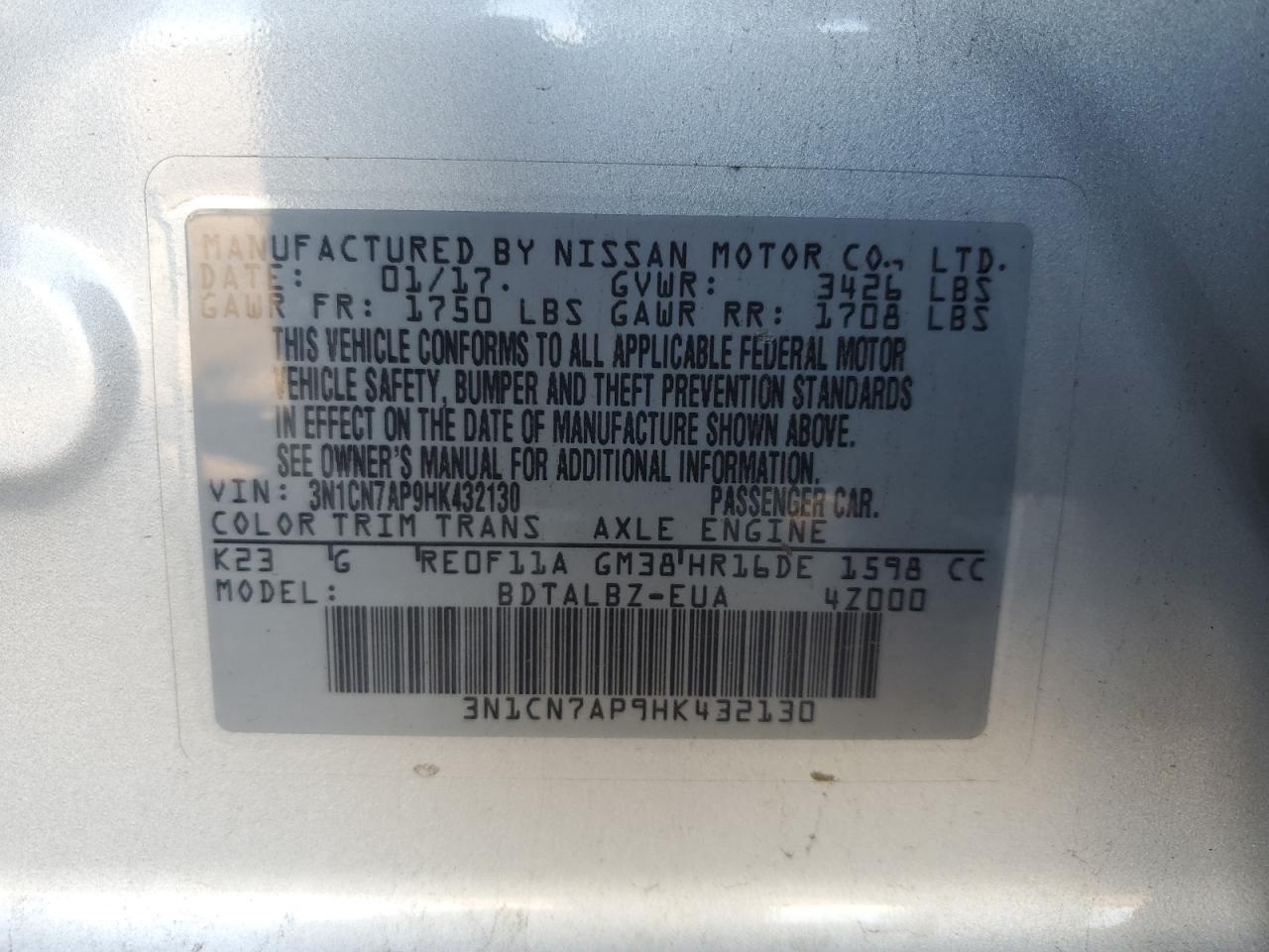 2017 NISSAN VERSA