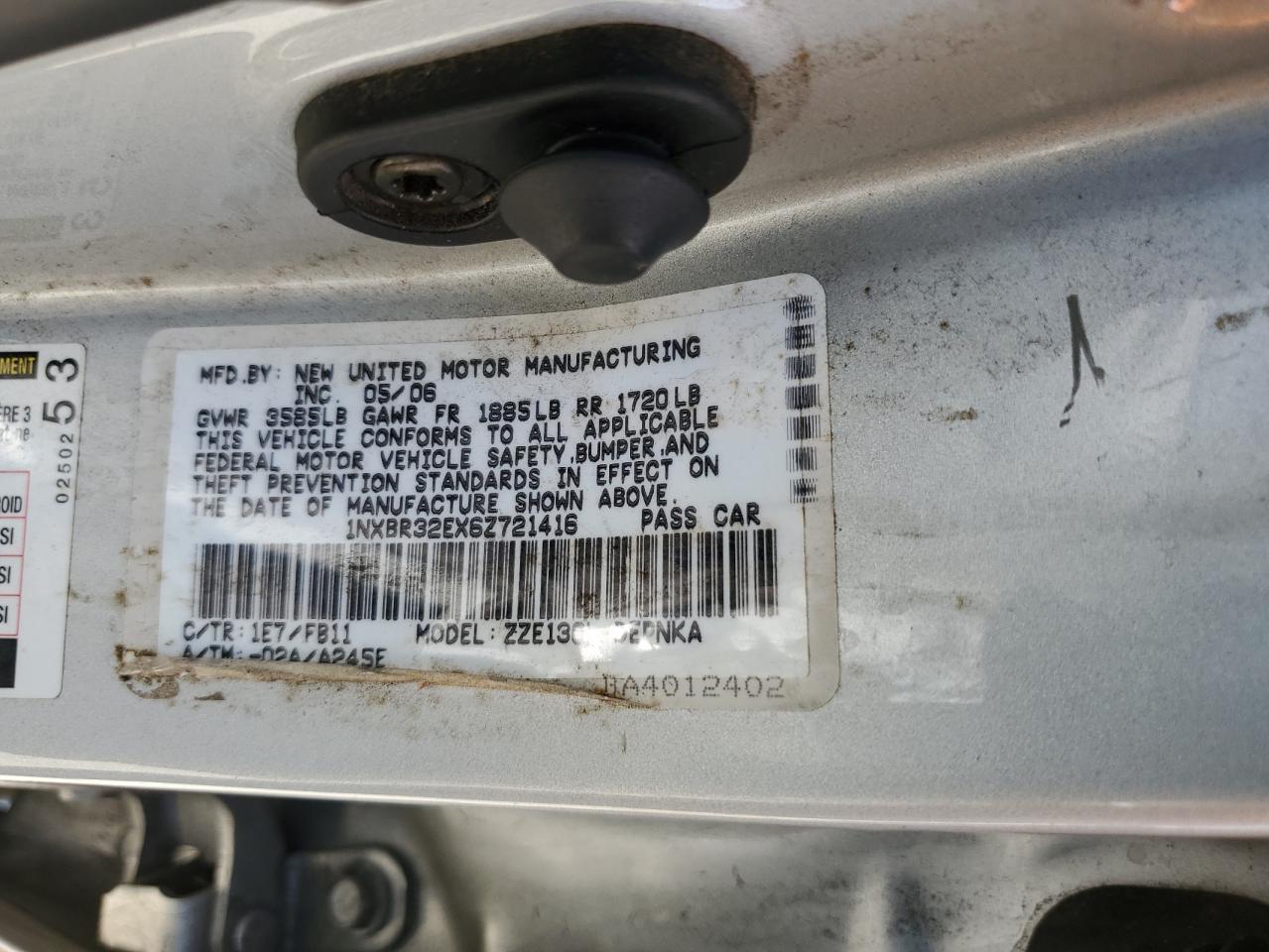 2006 TOYOTA COROLLA