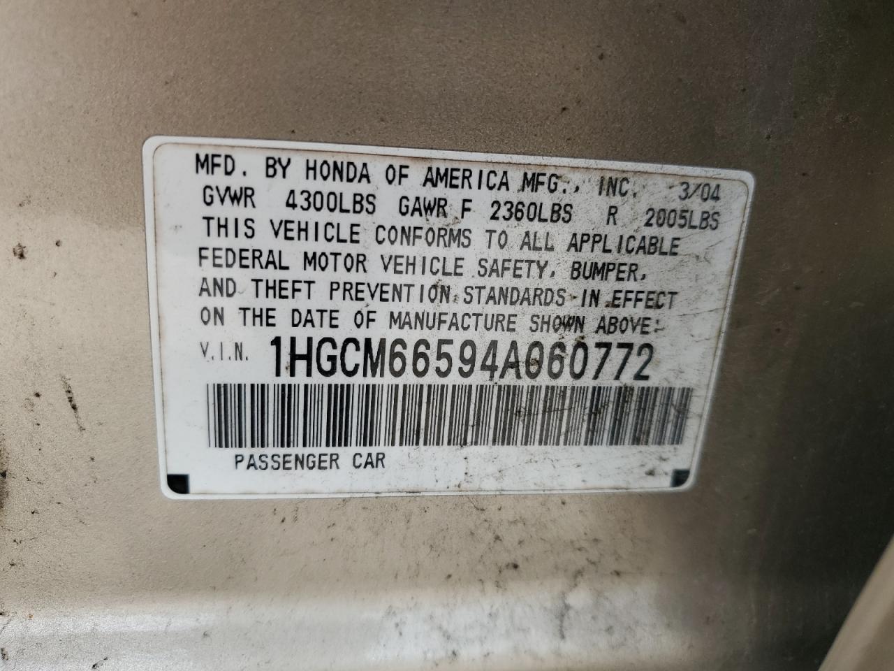 2004 HONDA ACCORD