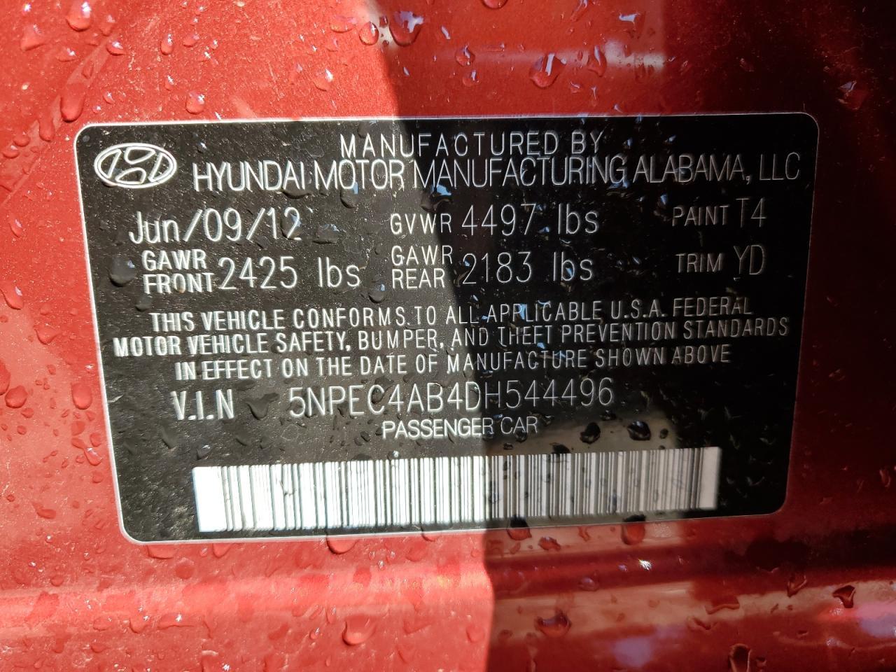 2013 HYUNDAI SONATA