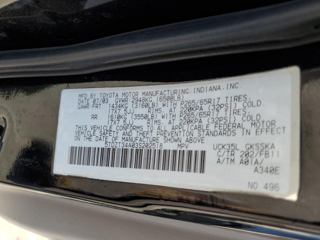 2003 TOYOTA Sequoia