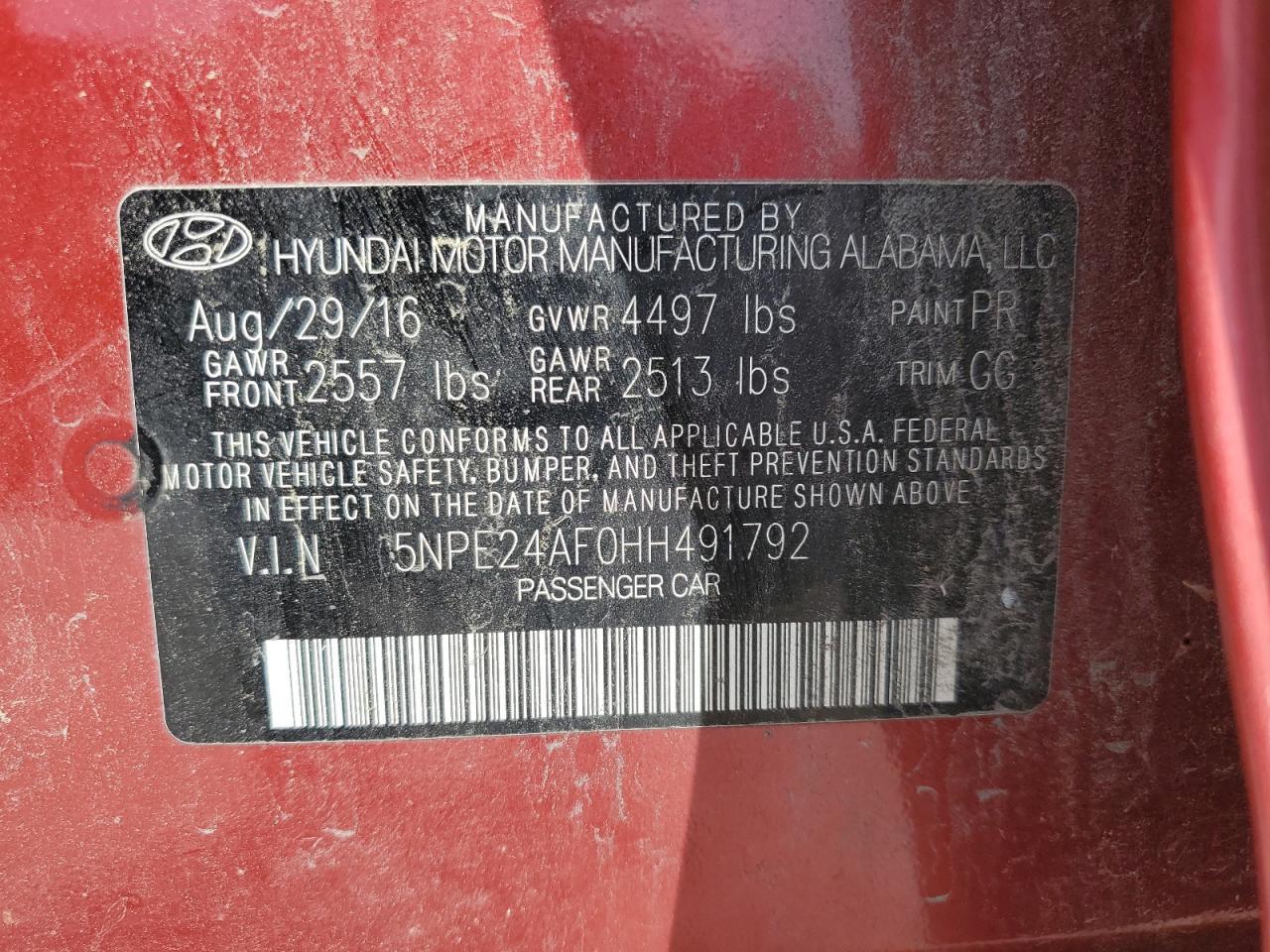 2017 HYUNDAI SONATA