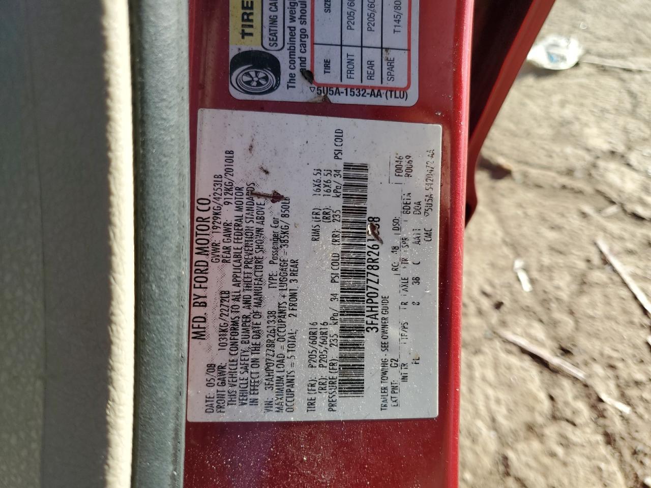 2008 FORD FUSION
