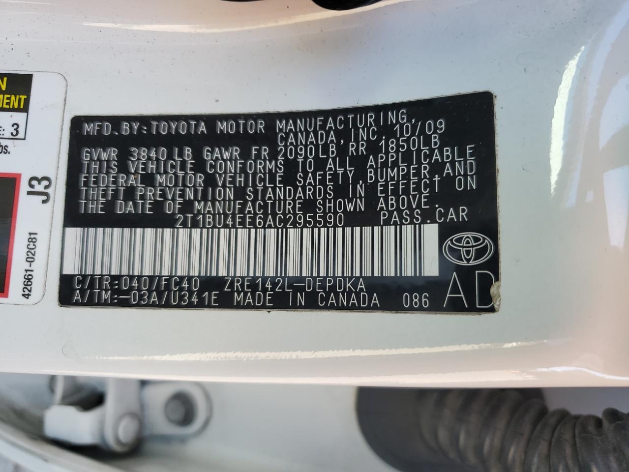 2010 TOYOTA COROLLA