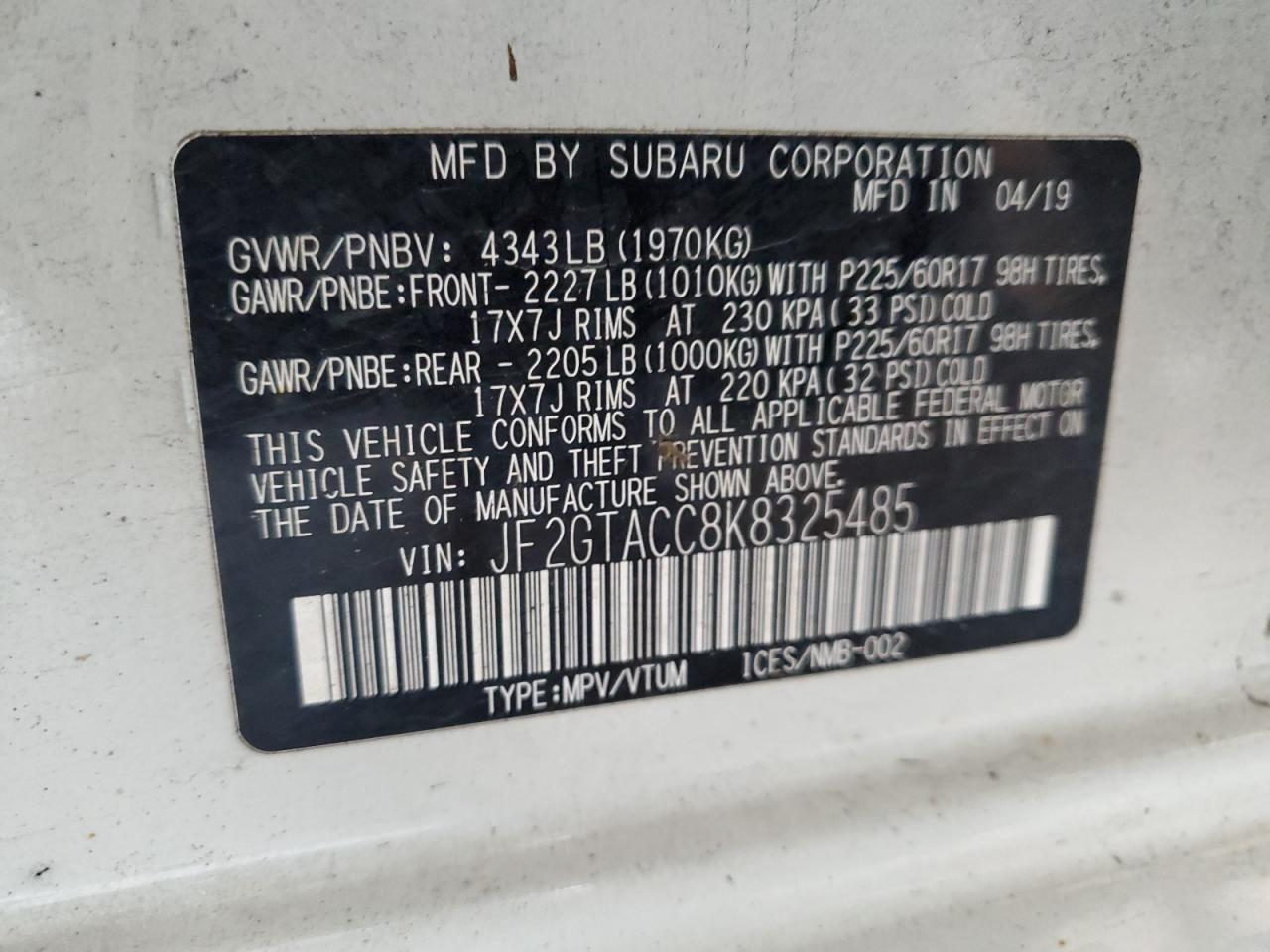 2019 SUBARU Crosstrek