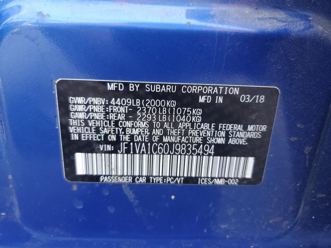 2018 SUBARU WRX