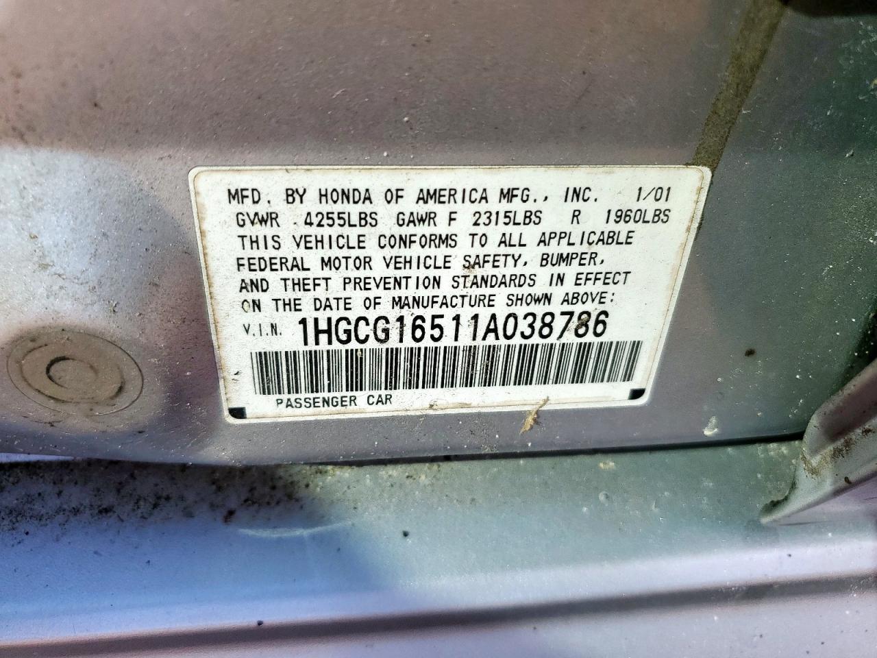 2001 HONDA ACCORD