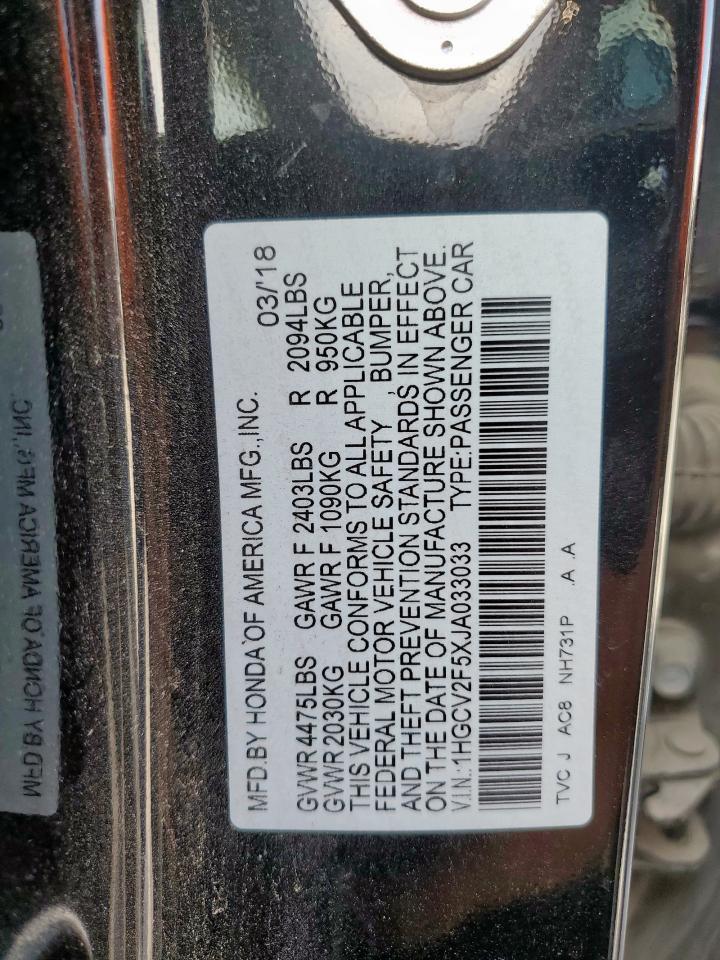 2018 HONDA ACCORD