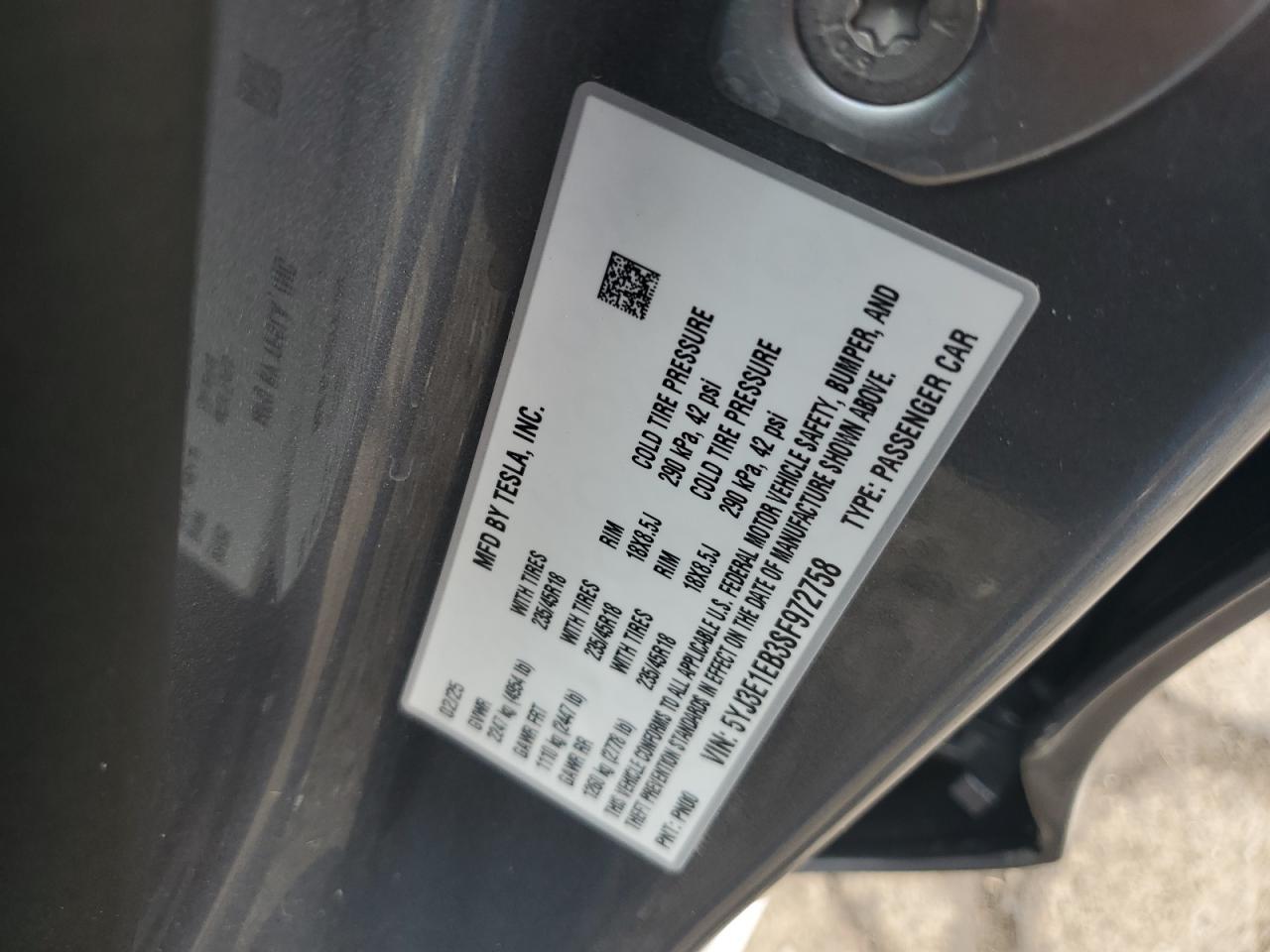 2025 TESLA MODEL 3