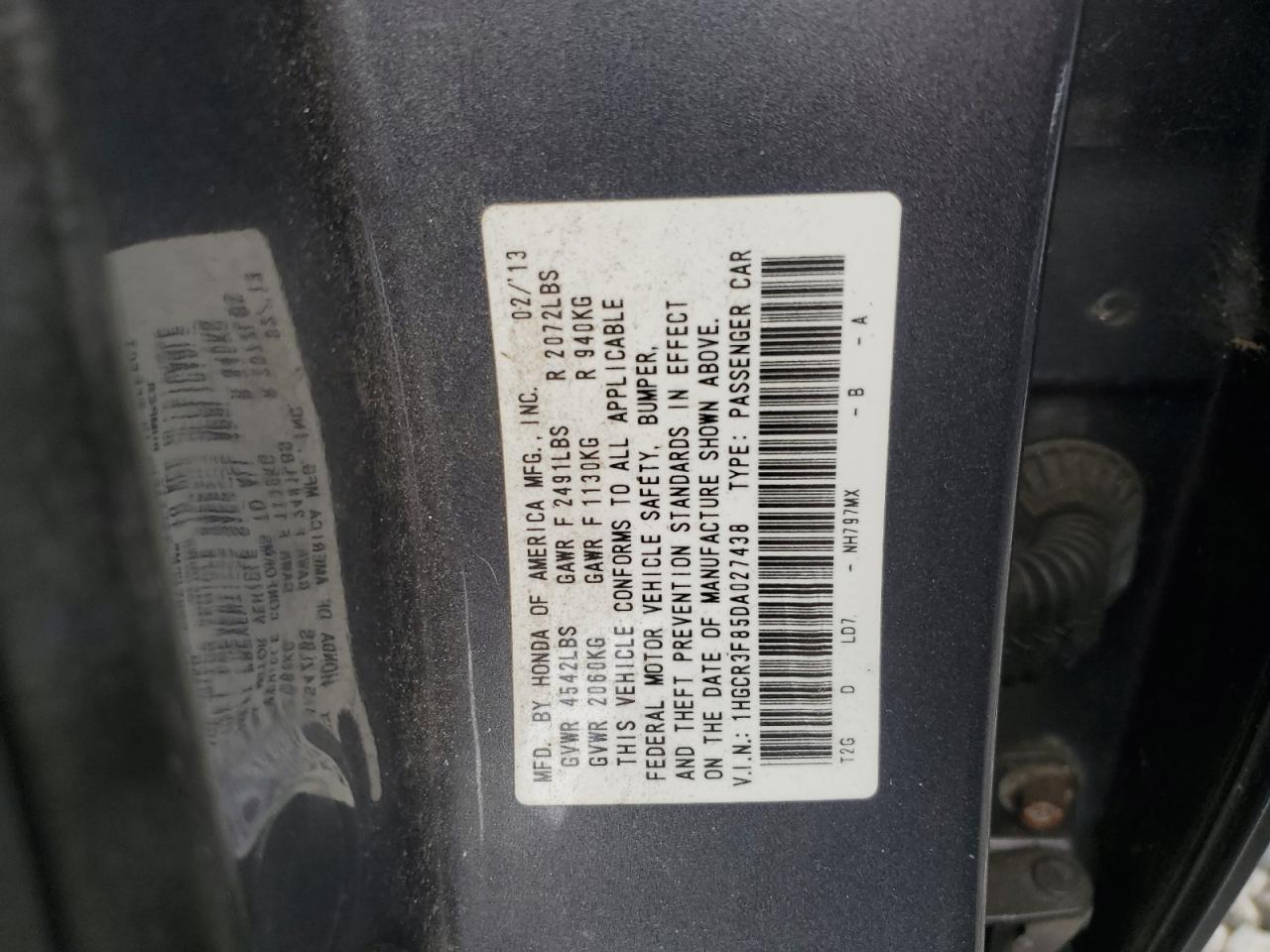 2013 HONDA ACCORD