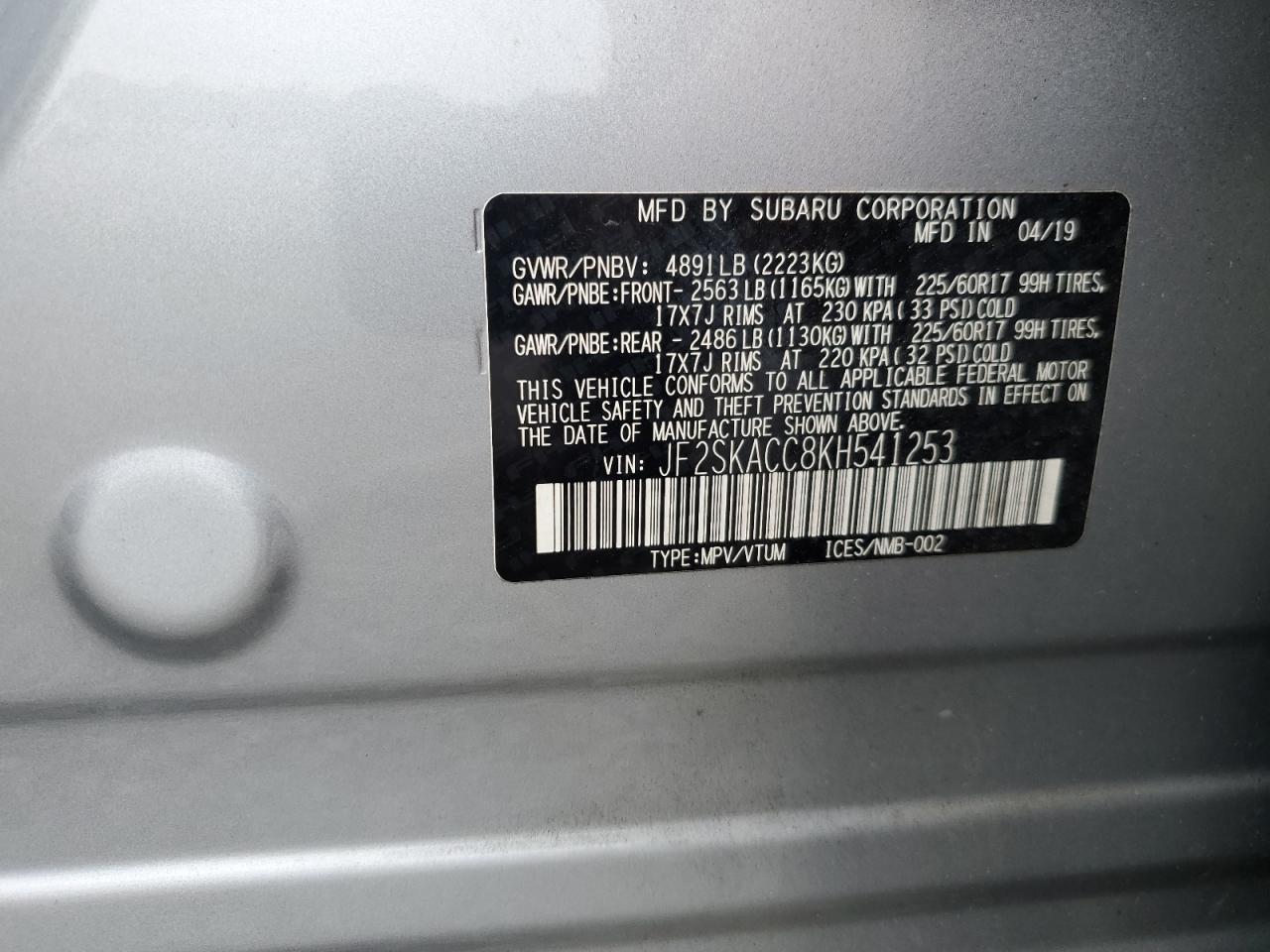2019 SUBARU FORESTER