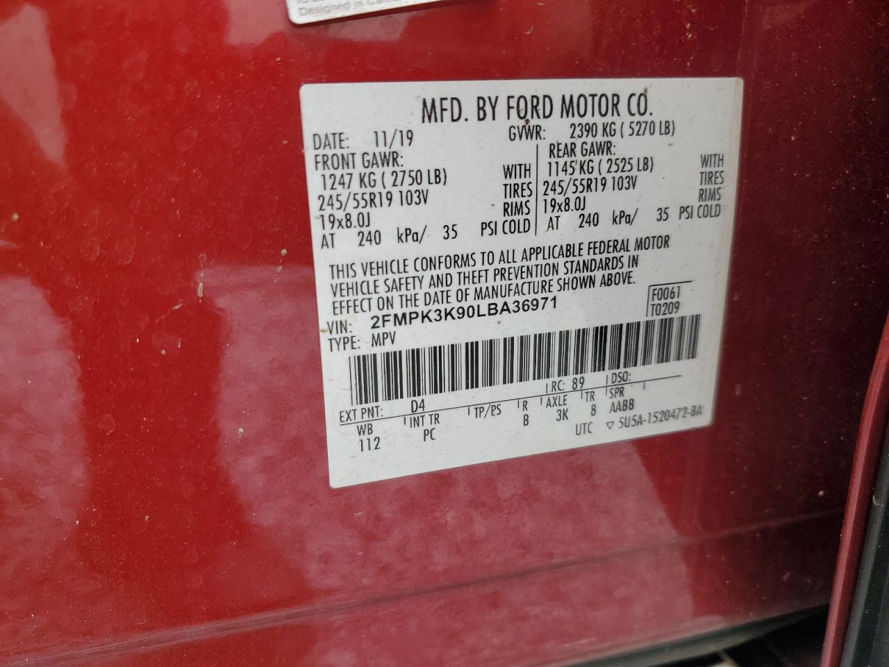 2020 FORD EDGE