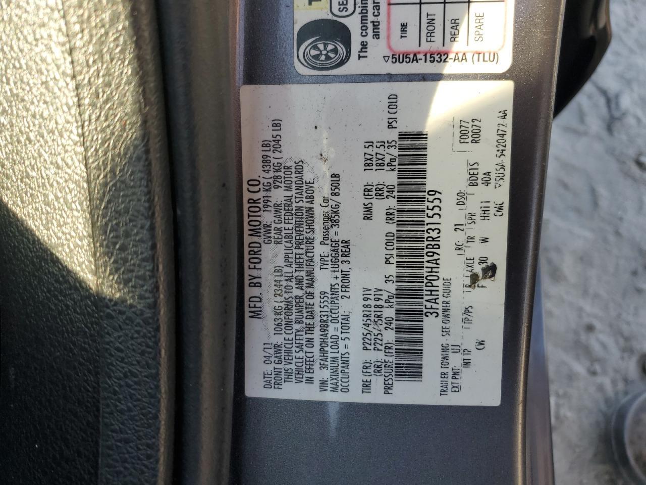 2011 FORD FUSION