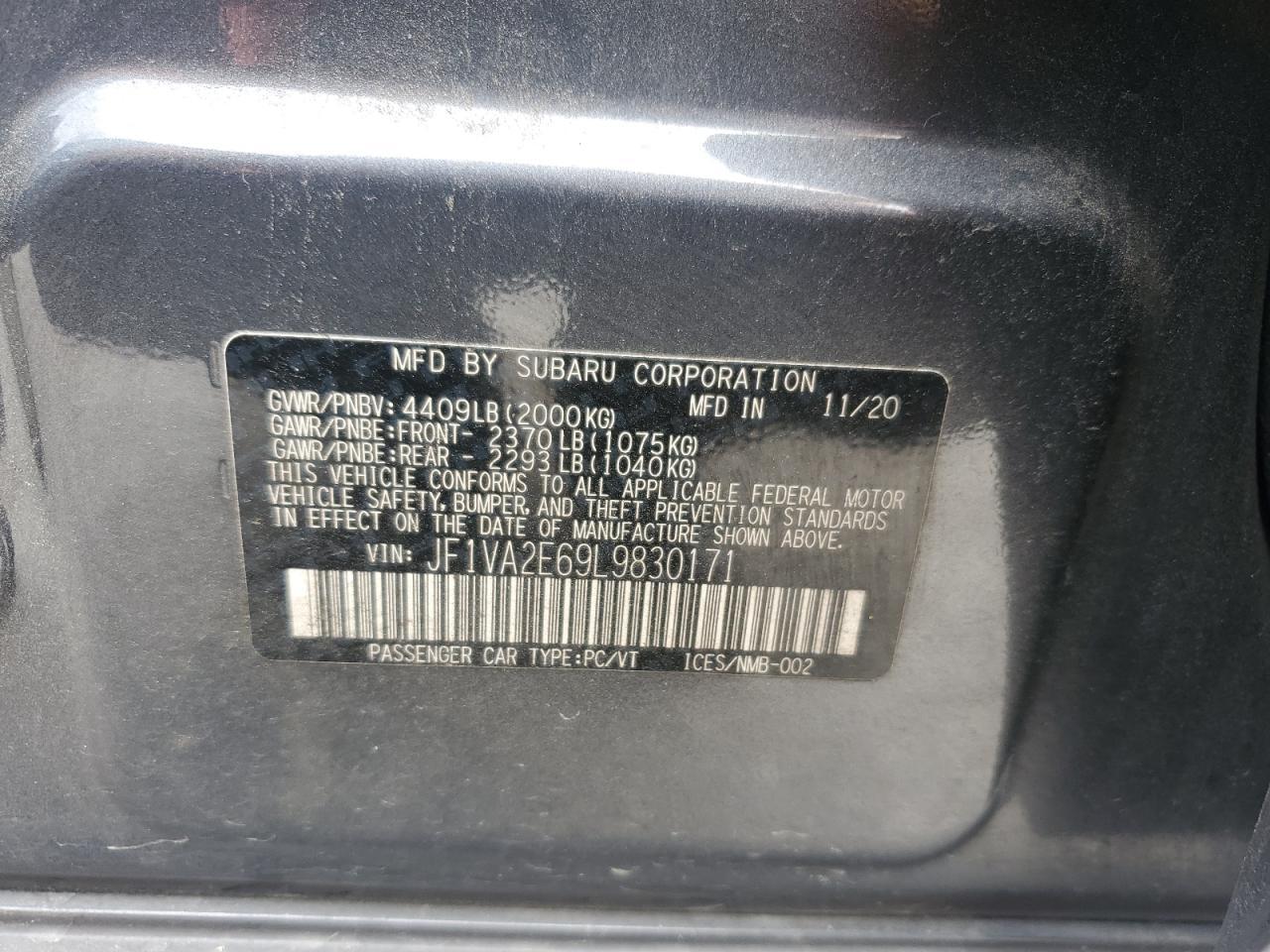 2020 SUBARU WRX