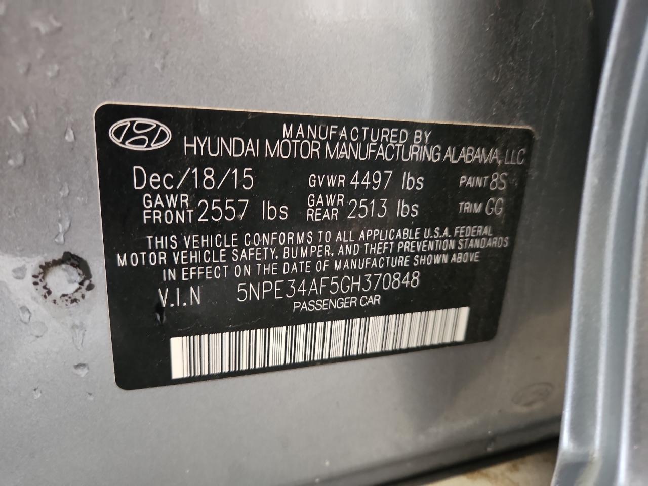 2016 HYUNDAI SONATA