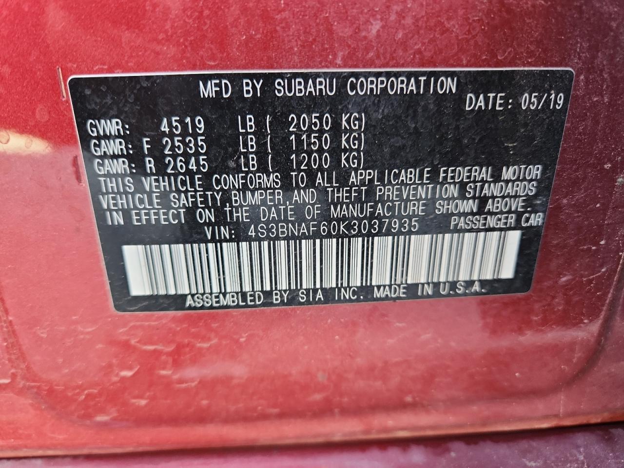 2019 SUBARU Legacy