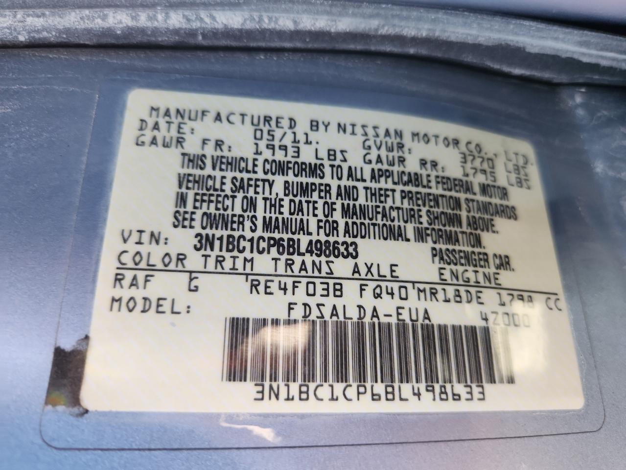 2011 NISSAN VERSA
