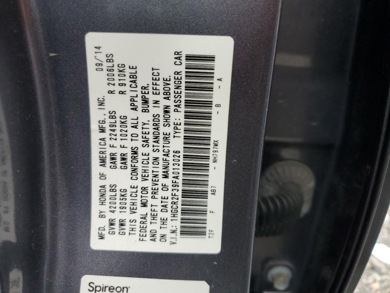 2015 HONDA ACCORD
