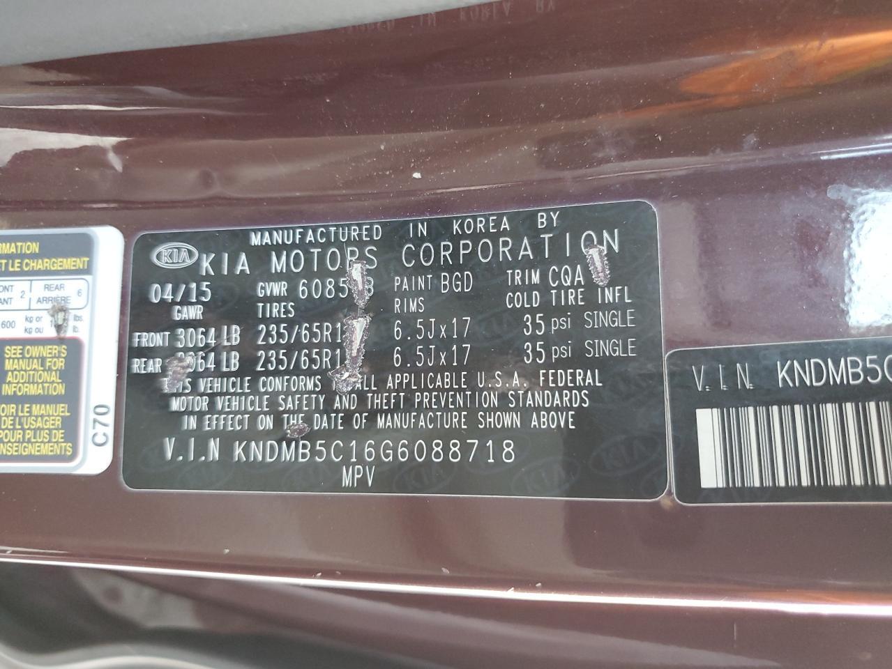 2016 KIA SEDONA
