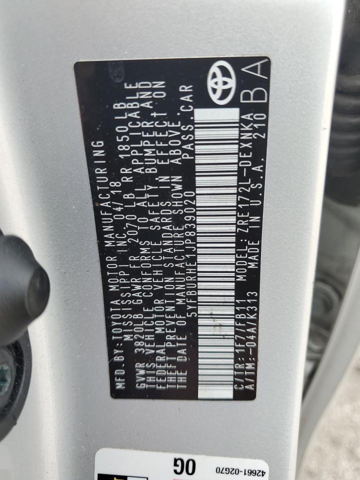 2018 TOYOTA COROLLA