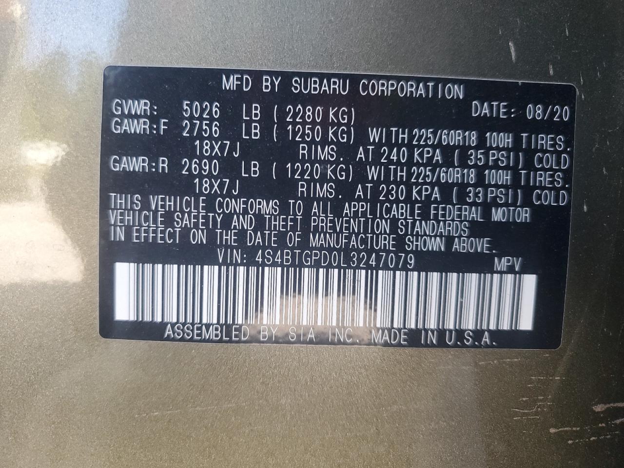 2020 SUBARU Outback