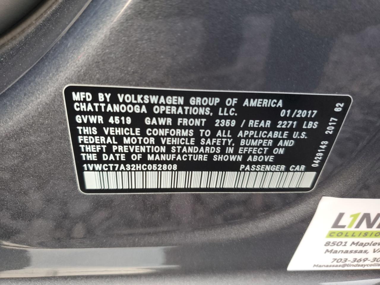 2017 VOLKSWAGEN Passat