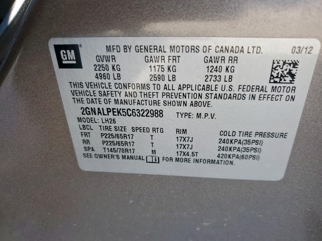 2012 CHEVROLET EQUINOX