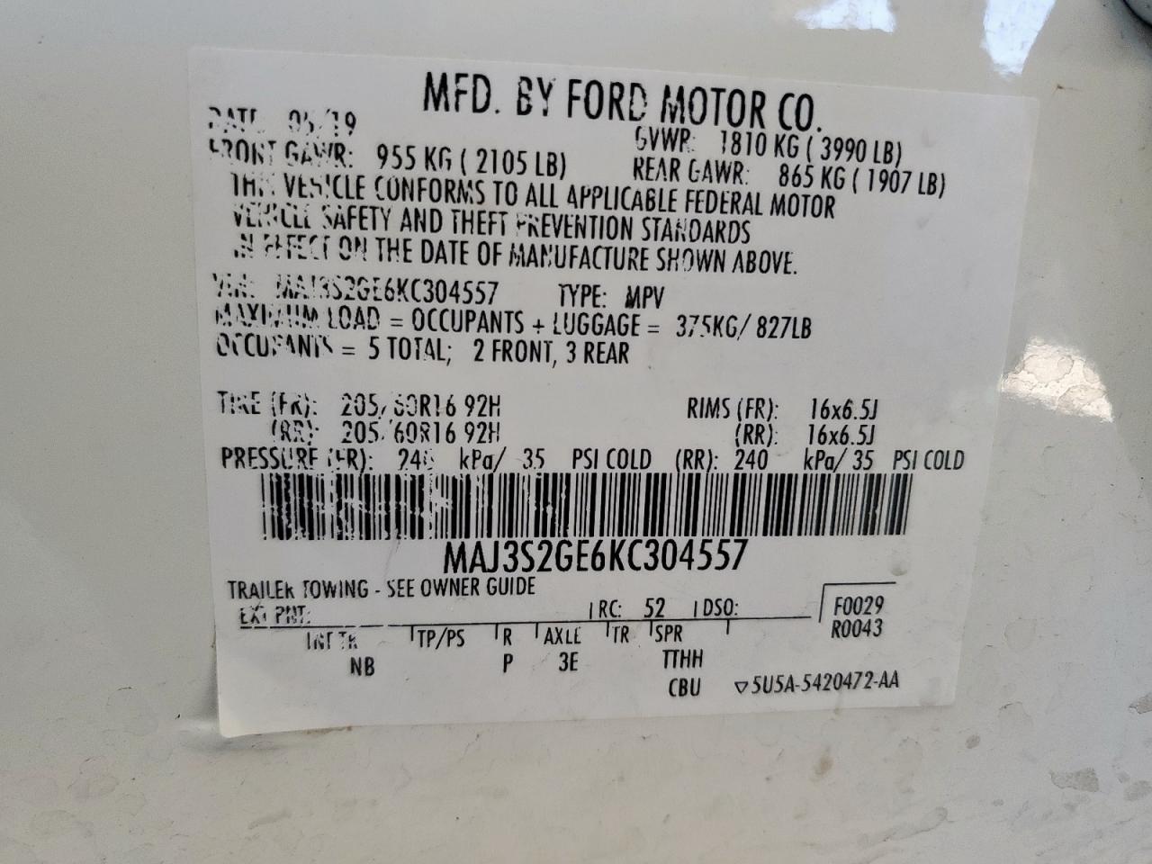 2019 FORD EcoSport