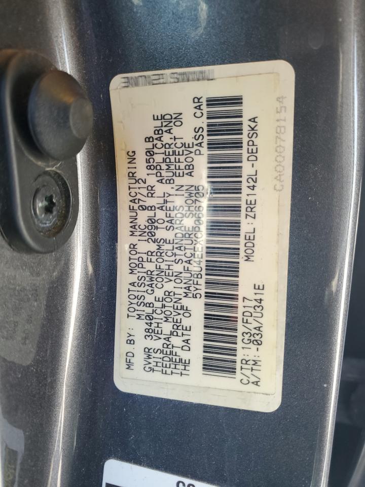 2012 TOYOTA COROLLA