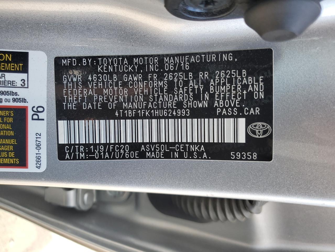 2017 TOYOTA CAMRY