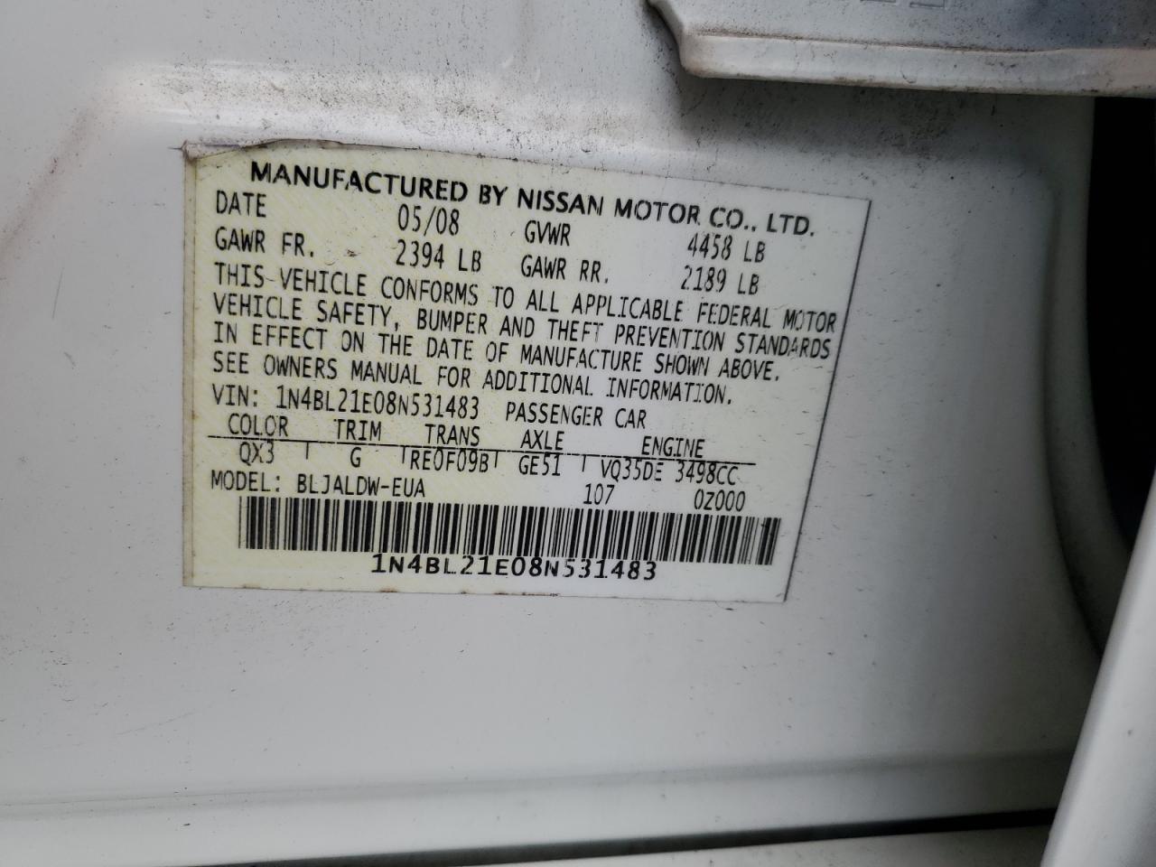 2008 NISSAN ALTIMA
