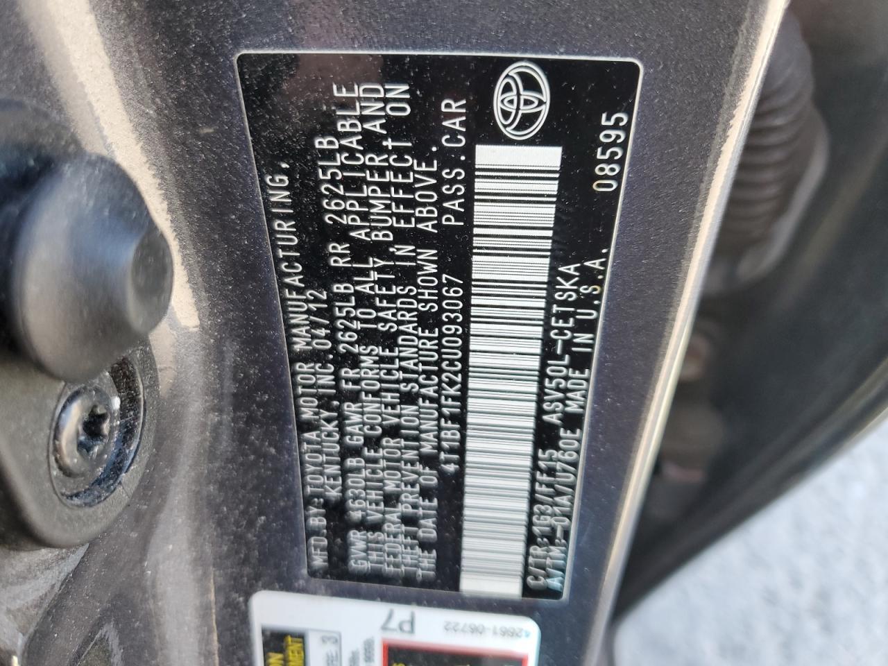 2012 TOYOTA CAMRY
