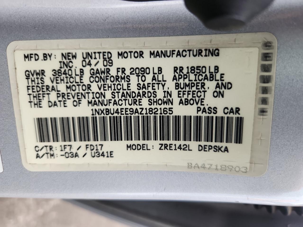 2010 TOYOTA COROLLA