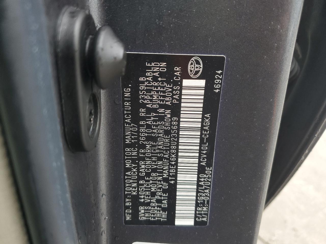 2008 TOYOTA CAMRY