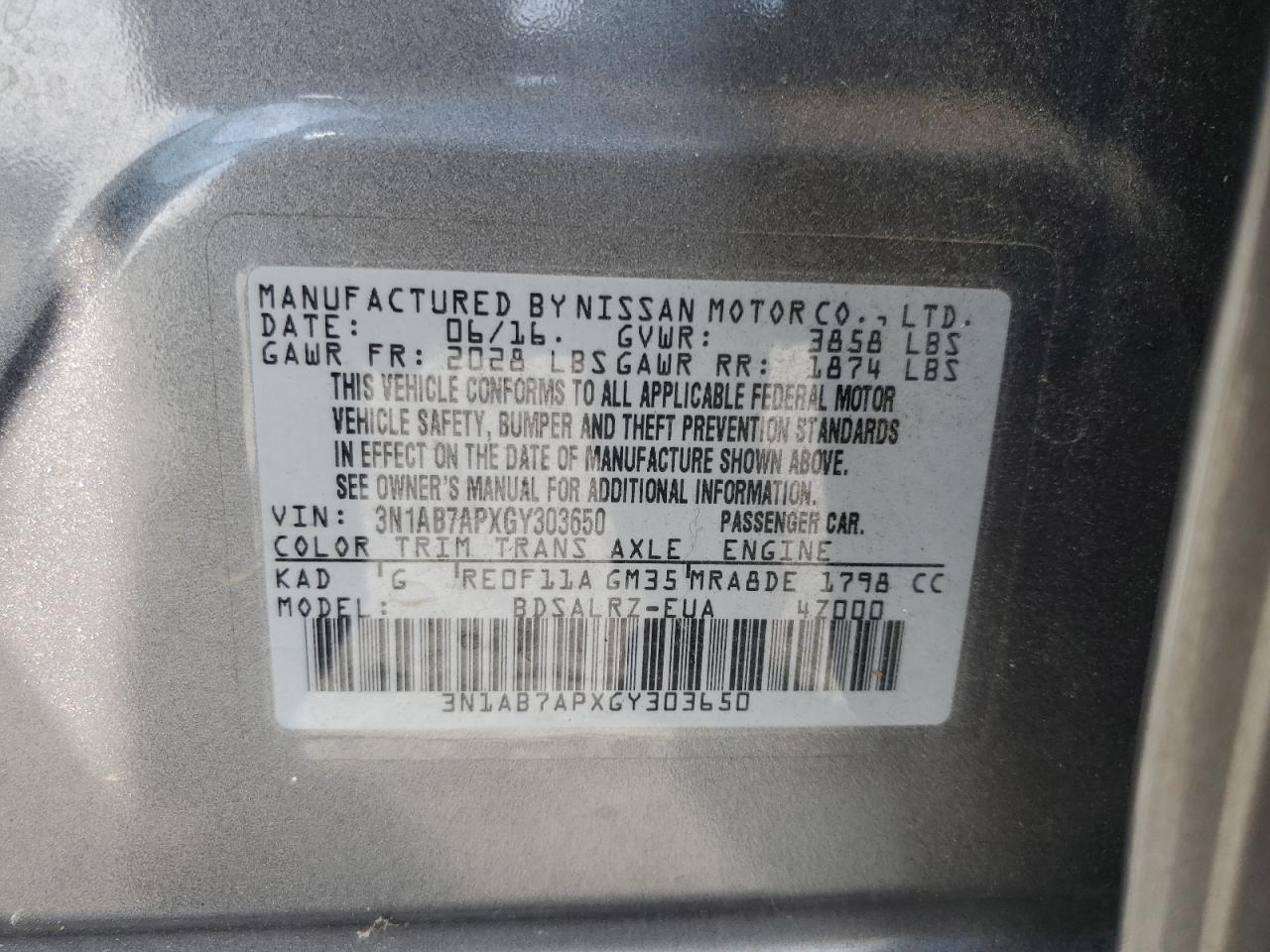 2016 NISSAN SENTRA