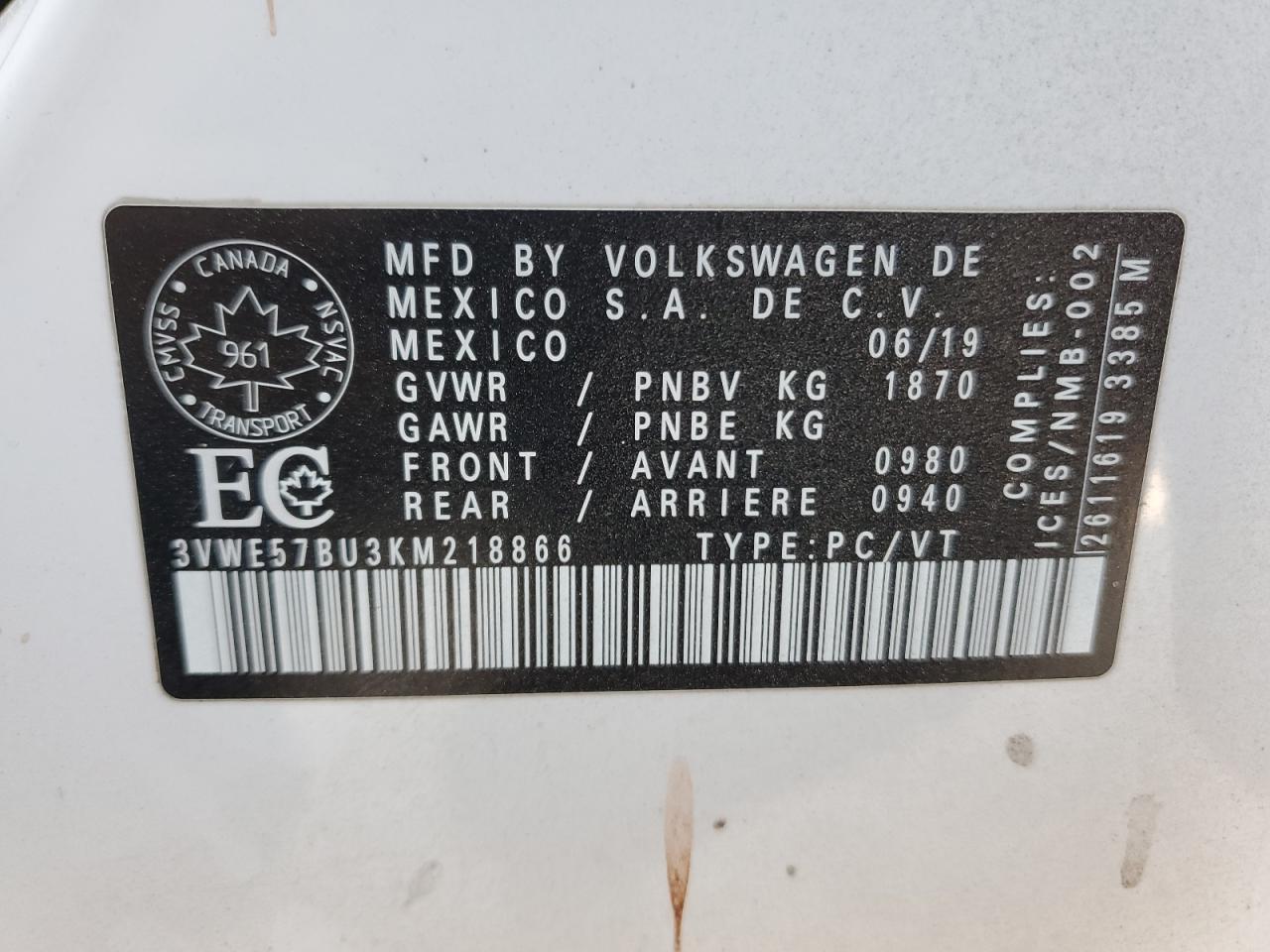 2019 VOLKSWAGEN JETTA