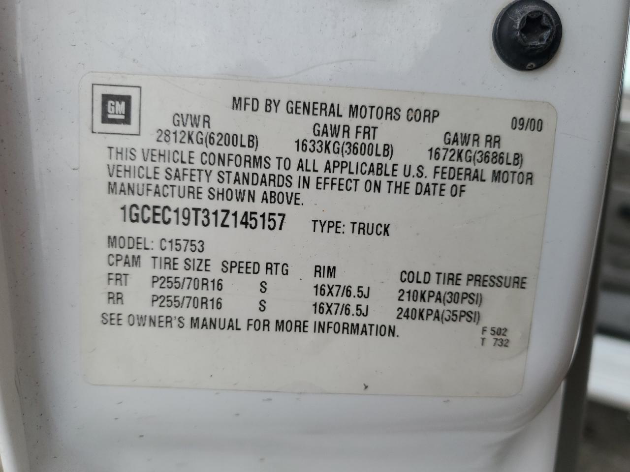 2001 CHEVROLET Silverado