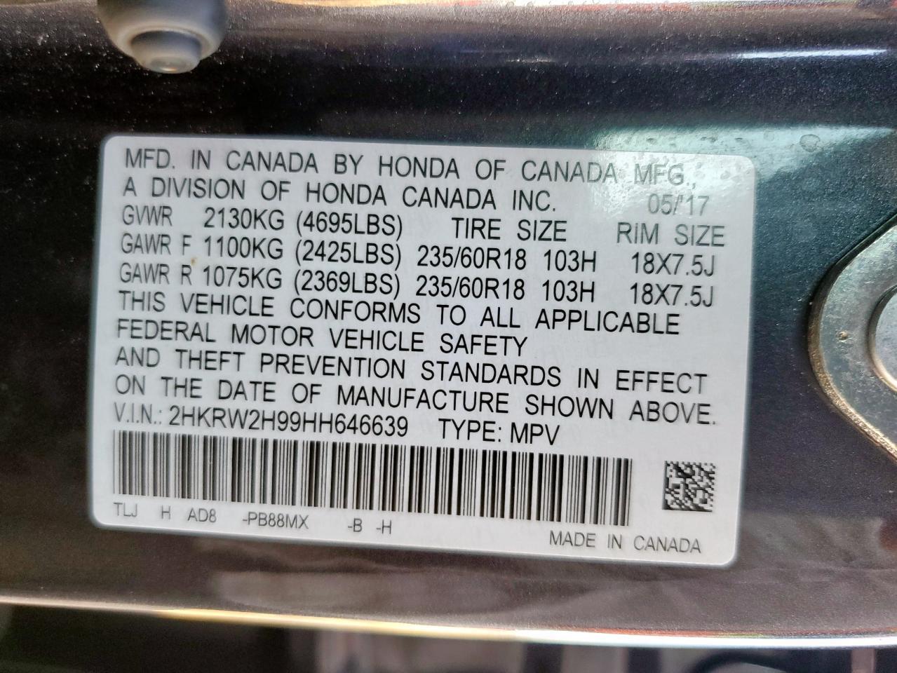 2017 HONDA CR-V