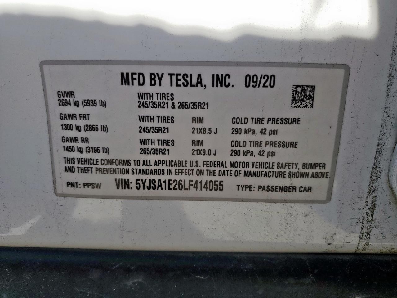 2020 TESLA MODEL S